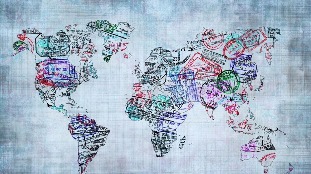 World map created using passport stamps
